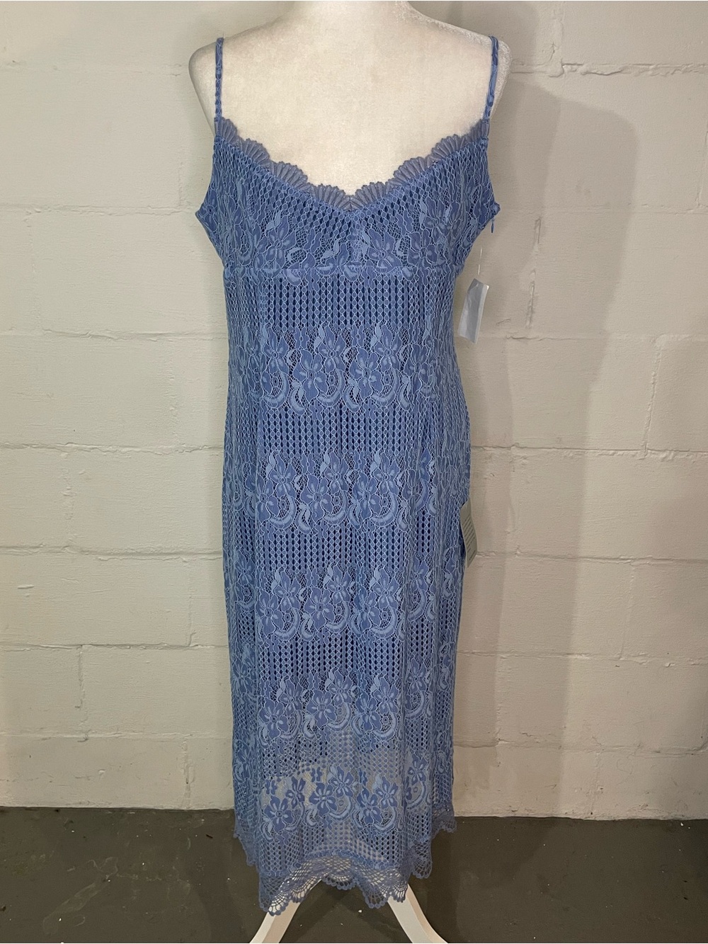 NSR Periwinkle Lace Midi Slip Dress